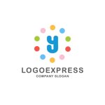 画像1: カラフルなドットが囲むY字のかわいいロゴ (1)