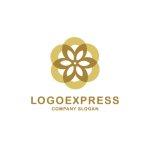 画像1: 優雅な黄金のフローラルサークルロゴ (1)