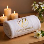 画像5: 優雅な筆記体Rの黄金サークルロゴ (5)