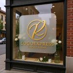 画像7: 優雅な筆記体Rの黄金サークルロゴ (7)