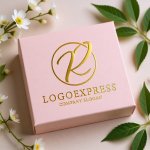 画像10: 優雅な筆記体Rの黄金サークルロゴ (10)