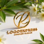 画像12: 優雅な筆記体Rの黄金サークルロゴ (12)