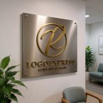 画像13: 優雅な筆記体Rの黄金サークルロゴ (13)