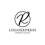 画像3: 優雅な筆記体Rの黄金サークルロゴ (3)