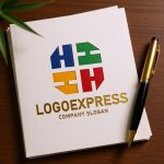 画像6: Hの文字を組み合わせた多角形コミュニティロゴ (6)