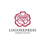 画像1: バラとハートの優雅なロゴ (1)