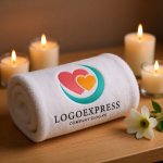 画像5: 寄り添うハートと三日月が包む、愛情と癒しのロゴ (5)