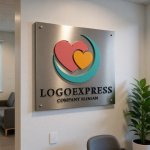 画像14: 寄り添うハートと三日月が包む、愛情と癒しのロゴ (14)