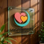 画像11: 寄り添うハートと三日月が包む、愛情と癒しのロゴ (11)