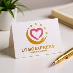 画像16: 手とハートが包む、優しさと幸福のロゴ (16)