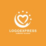 画像4: 手とハートが包む、優しさと幸福のロゴ (4)