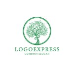 画像1: エレガントな円形ツリーロゴ (1)