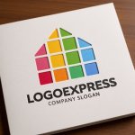 画像14: カラフルなモザイクハウスロゴ (14)