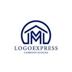 画像1: Mと家を描いた円形の不動産ロゴ (1)