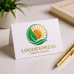 画像16: 輝く太陽と葉のネイチャーロゴ (16)