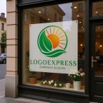 画像7: 輝く太陽と葉のネイチャーロゴ (7)