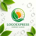 画像9: 輝く太陽と葉のネイチャーロゴ (9)