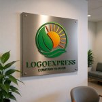 画像13: 輝く太陽と葉のネイチャーロゴ (13)