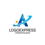 画像1: Aの文字と軌道の宇宙ロゴ (1)