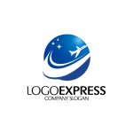 画像1: 空を飛ぶ飛行機ロゴ (1)