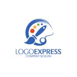 画像1: 絵筆とパレットのカラフルアートロゴ (1)