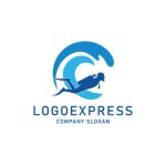 画像1: 波とダイバーのアクティブなロゴ (1)