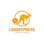 画像1: カンガルーとバスケットボールのスポーツロゴ (1)