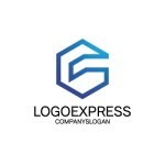 画像1: 技術的な雰囲気を持つ六角形ベースのGまたはCロゴ (1)