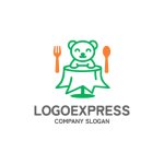 画像1: クマと食卓の可愛いレストランロゴ (1)
