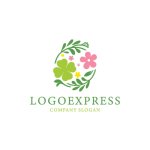 画像1: 幸運と美しさを届ける、四つ葉のクローバーと花のロゴ (1)