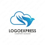 画像1: はばたく鳥と雲のクラウドのロゴ (1)