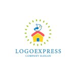 画像1: かわいらしい鳥と家のロゴ (1)