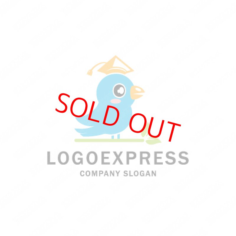 画像1: 勉強する鳥の可愛らしいロゴ (1)