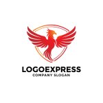 画像1: 不死鳥と盾の力強い飛躍ロゴ (1)