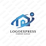 画像1: 家をモチーフとした活力がある青いロゴ (1)