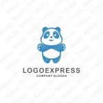画像1: パンダの可愛らしい青いロゴ (1)