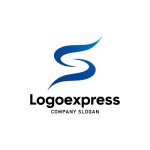 画像1: 青い流線形Sダイナミックロゴ (1)