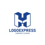 画像1: 青と白の立体H洗練ロゴ (1)