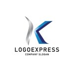 画像1: 洗練された青と銀のKロゴ (1)