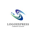 画像1: 青と緑流線形S躍動ロゴ (1)