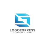 画像1: 青色の幾何学的なSロゴ (1)