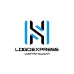 画像1: 青と黒の幾何学的なHロゴ (1)