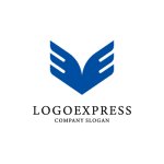 画像1: 青い翼Vロゴ (1)