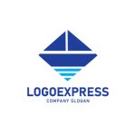 画像1: 青色の菱形と船のロゴ (1)