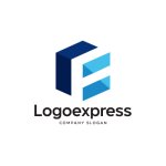 画像1: 青色の立体的なFのロゴ (1)