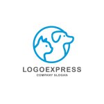 画像1: 青い丸と猫と犬のロゴ (1)