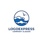 画像1: 青空と鳥の円形リラックスロゴ (1)