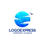 画像1: 青空と白い雲の鳥ロゴ (1)