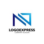 画像1: ブルーの幾何学的Nロゴ (1)