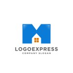 画像1: 青い「M」の中に家があるロゴ (1)